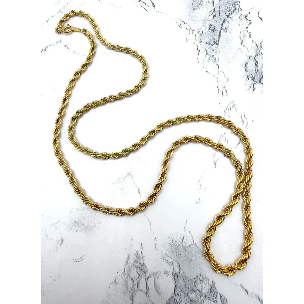 Vintage‎ Gold Tone Rope Chain Necklace 24